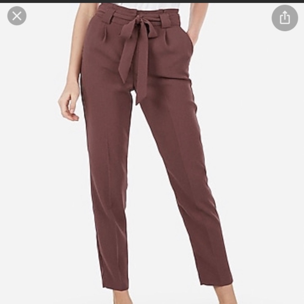 High Waisted Paper Bag Pant - Express
